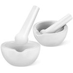 Healeved 2 Sets Pill Crusher Fine Powder Porcelain Mortars and Pestles Porcelain Grinding Bowls for Seasonings