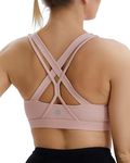 RUNNING GIRL Sports Bras for Women, Criss-Cross Back Padded Strappy Sports Bras Medium Support Yoga Bra with Removable Cups(2919 Pink XXXL)