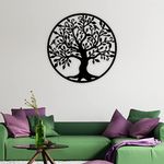 Arrthum Tree of Life Metal Wall Decor (17 X 17 inchs) with Laser Cut, Wall Hanging for Living Room, Bedroom, Office or Home Décor, Ready to hang, Scratch & Rust Resistant - Black