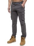 989Zé ENZO Mens Cargo Combat Pants Straight Leg Regular Fit Chino Trousers EZ425 Grey 32W / 32L