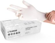 LANON 5-mil Natural Disposable Latex Gloves, Food-Contact Grade, Powder-Free, Fully Textured, for Cooking,Cleaning, Industries, White,Medium