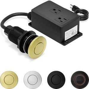 Garbage Disposal Air Switch Kit Dual Outlet, Sink Top Button Waterproof, UL Listed, Compatible for all Waste Disposer Models-Brushed Gold
