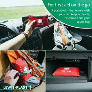Lewis-Plast 92-Piece First Aid Kit – Travel, Home, Car, Camping, Red, Small