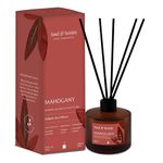 Soul & Scents Premium Mahogany Reed Diffuser Set | Free 6 Fiber Reed Sticks | Toxin-Free, Stress Relief & Aromatherapy | Long-Lasting, Smoke-Free Air Freshener for Home, Bedroom & Office | 120 ml