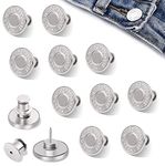 10 Pcs Buttons for Jeans,Adjustable Jean Button Pins,Pant Waist Tightener,No Sew and No Tools Instant Jean Button Pins for Pants, Simple Installation, Reusable and Adjustable(17mm) (Silver)