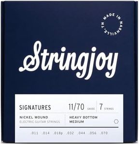 Stringjoy HVY117, 7 String Signatures Electric Guitar Strings, 11-70 Heavy Bottom Medium Gauge, 7-String Nickel, Electric Guitar Accessories, Replacement Guitar Strings for Electric Guitar