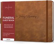 Skyline Funeral Guest Book for Memorial & Funeral Services – In Loving Memory Guest Sign In Book for Funerals – 738 Guest Entries with Name & Address, 129 Pages, Hardcover, 10x7″ (Brown)