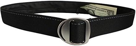 Bison Designs Crescent Money 38mm USA Made Top Stitch Design Gunmetal Buckle Travel Belt, Black, Medium/38-Inch