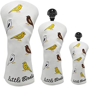 Golf Club Headcover Golf Birdie Birds Driver Fairway Wood Hybrid Wood Head Cover Golf Mallet Blade Putter Cover 3pcs 1pc for Golf Wood Club Head, White