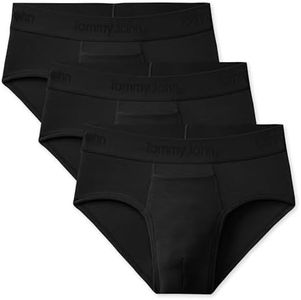 Tommy John Men's Second Skin Briefs, Lightweight No Ride-Up Comfortable Breathable Mens Underwear, Soft Moisture Wicking Tagless, Stretch Low Rise Men's Boxer Briefs, Black - 3 Pack, XL