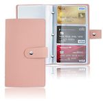 Business Card Holder Book, LIZIMANDU Business Card Book Case PU Leather Organization Binder Name ID Card Holder for Men & Women, Up to 96 Cards Capacity (1 Pack, 1-Pink)