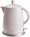 Electric Kettle Made of Ceramic, Capacity 1.5 L, Removable Lid, Colour: White, Tea Kettle in White Retro Nub Design, Electric Tea kettle Ceramic Porcelain White Vintage. Gift Idea