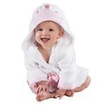 Baby Girl Bathrobes Wash Waddle Princess Crown Hooded Robe Girls Bath Robe Towel Terry Cotton Ultra Absorbent, White Princess, Small(0-18 Month)