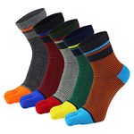 Mens Five Toe Socks Running: Men Finger Socks Crew Sport Cotton Socks 5 Pairs