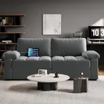 Yaheetech 79" Velvet Living Room Sofa, Modern Recliner Couch with Pocket Coils，Storage Pockets and USB Ports, 2 Seater Comfy Loveseat Sofas with Removable Cover & Pillow Top Arms for Apartment Gray