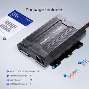 Renogy 40A DC-DC Battery Charger – Dual Input for RV, Car, Marine