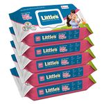 Little's Soft Cleansing Baby Wipes with Lid | 80 Wipes x Pack of 5 - 400 Wipes | Extra Thick & Moist Wet Wipes for Baby's | Prevents Rashes & Redness with Goodness of Aloe Vera, Vitamin E & Jojoba Oil