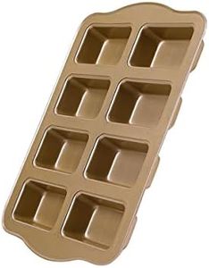 Mini Loaf Pan,Nonstick 8 Cavity Muffin and Cupcake Pan,Carbon Steel Brownie Baking Pan for Oven Baking-Golden