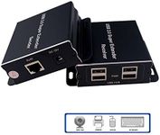 E-SDS USB Extender Over Cat5E/6 up to 196ft, USB2.0 Over Cat6 Cat5E Extender with 4 USB 2.0 Ports, Plug and Play, No Driver Needed Support All Operating System, Two Web Cameras Work Synchronously