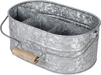 Galvanized Metal Caddy with 4 Compartments, Kitchen Utensil Holder, Metal Caddy, Picnic Caddy, Rustic Farmhouse Galvanized, Multipurpose Storage Bin, Metal Garden Planters- Hammered - Antique Grey