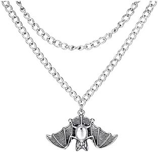 Halloween Bat Necklace for Women Men, Gothic Punk Bat Pendant Necklace Bat Wings Necklace Halloween Costume Accessories Gifts Double Layer Necklaces for Women