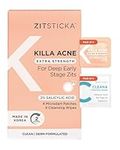 ZitSticka KILLA ACNE Extra Strength patches. 4 pack of fast-acting pimple patches for face and skin. Self-dissolving microdarts start working within 2 hours on deep, early-stage, unpoppable zits.
