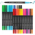 FIXSMITH Markers for Adult Coloring, 24 Colors Makers for Kids, Dual Tip Brush Pens Art Marker Set with Non-toxic Ink, Self-Cleaning Brush Tip, 0.4mm Fine Point Pens for Kid Adult Coloring Drawing