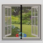 TurtleGrip Polyester Magnetic Window Mosquito Net with Self Adhesive Hook Tape Windows -Height 120 cms X Width 150 cms (47x59 inches or 4x5 feet - Black) DIY Installation, Durable and Long-Lasting