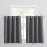 PONY DANCE Grey Blackout Window Short Curtains Eyelet Home Decorative Thermal Insulated Curtain Tiers Small Window Treatments for Bedroom, W 52 x L 36 in, Sold as 2 Pieces