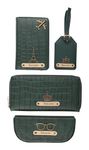 AICA Personalized Name & Charm Self-Textured Leather Wallet Combo Giftset for Women (DarkGreen)| Birthday Wedding Anniversary Gift for Wife Bride Friend Women