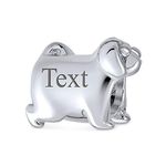 Personalized BFF Puppy Pet Lover Charm Pug Bulldog Dog Bead Charm For Women For Teen Oxidized .925 Sterling Silver Fits European Bracelet Custom Engraved