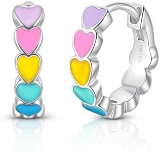 Heart Enamel Huggie Earrings, 925 Sterling Silver Hypoallergenic