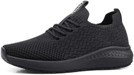 Delobi Non Slip Shoes for Women Food Service Slip Resistant Work Shoe Restaurant Chef Kitchen Hospital Staff Walking Sneakers Breathable Lightweight,Black 11