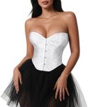 VONMELLI Corset Tops for Women Lace Up Overbust Bustier Shapewear Lingerie Cosplay Costume White L