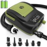 Crew & Axel Rechargable Electric Paddle Board Pump (Wireless) – (20PSI, 12V) Portable Air Compressor Also for Inflatable SUP, Kayaks, Pools, Boats, Stand up Boards - 6000 MAH Battery Green