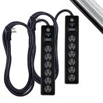 Aode GE 6 Outlet Surge Protector 2 Pack, 10 Ft Extension Cord, Power Strip, 600 Joules, Twist-to-Close Safety Covers, Black, 54646