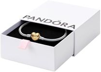 Pandora Moments Heart Clasp Snake Chain Bracelet - Compatible Moments Charms - Gift for Her - Sterling Silver Shine - With Gift Box - 7.1"
