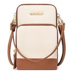 CLUCI Small Crossbody Bag for Women Leather Cellphone Shoulder Purses Fashion Travel Designer Wallet Beige with brown