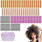 90PCS Perm Rods Set Perm Rod for Natural Hair Long Cold Wave Rods Small Hair Roller Kinky Curly Hairstyle (Purple20+Orange20+Grey30+Beige20)