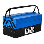 KHADIJA Metal Five Compartment Double Handle Big Storage Professional Tool Box (BLACK BLUE)