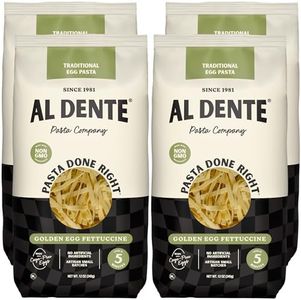 Al Dente Golden Egg Fettuccine – All-Natural, Hand-Crafted Egg Pasta. Traditional Pasta Noodles Made with Cage-Free Eggs and Semolina. (Packaging May Vary) - 12oz Bags (Pack of 4)