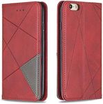 Posanter Cover per iPhone 6S / iPhone 6 (4,7 Pollici), Flip Custodia Portafoglio Caso Libro Pelle PU e Slim TPU Silicone Antiurto, Ultra Sottile con Magnetica e Tasca per Carte Wallet Caso (Rosso)