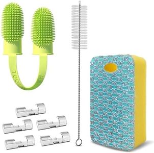 TOMXCUTE Cleaning Set for Cat Water Fountain, Cat Fountain Brush with Cleaning Sponge, Pet Toothbrush and Cable Clamp, 4 Pack Pet Water Fountain Cleaning Set
