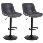 Ermnois Bar Stools Set of 2,Swivel Counter Height Barstools with Back,Adjustable Modern Bar Chairs,Tall Armless PU Leather Kitchen Island Stool,Black