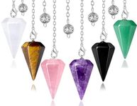 DUQGUHO 6 Pcs Pendulum Crystal Set Natural Healing Crystal Quartz Assorted Color for Divination Dowsing Reiki Energy Balance Gemstone Pendants Witchcraft Accessories