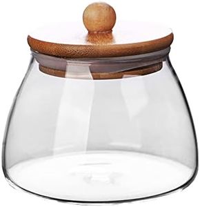 Mozacona Glass Food Storage Container Candy Dish Spice Jar with Seal Wooden Lid