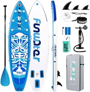 FunWater Inflatable 10'6×32"×6" Paddle Board SUP Stand Up Paddle Board for All Skill Levels Everything Included ISUP, Paddle, Pump, Backpack, Leash, Waterproof Bag, Fins