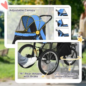 PawHut Dog Stroller – Blue Pet Carrier with Foldable Design