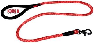 KONG Dog Lead in 1.5 m Length, for Large Dogs up to 50 kg, Size L, Running Lead for Dogs with Reinforced Hand Loop, High-Quality Rope Lead in Red, Robust Lead for Dogs