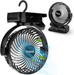 Simpeak 8000 mAh Rechargeable LED USB Fan Clip on Fan Desk Fan, Portable Personal USB Small Fan Outdoor Indoor Office Home Desk Car Camping Fan with 3 Speeds| 3 LED Light Modes| 720° rotation